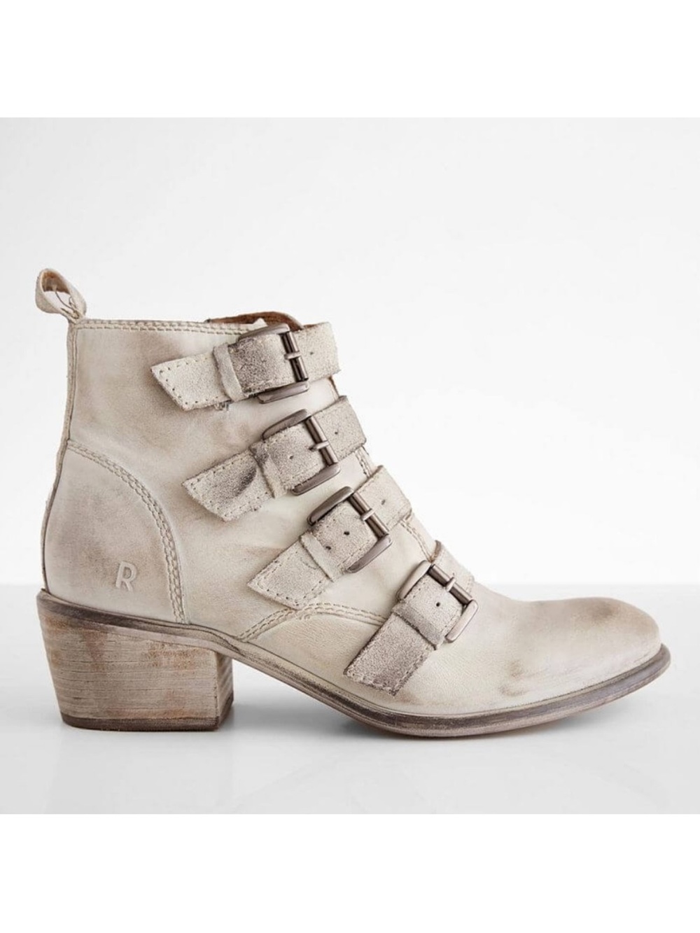 BED STU Roan Zoey leather strappy ankle boots, Bone Crust Brown Wax EUC